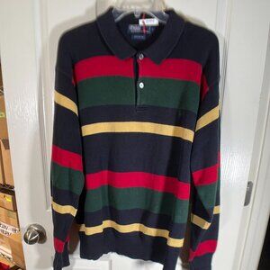 Polo Ralph Lauren Sweater Brilliant Horizontal Stripes-Sz L-100% Cotton  IN8108